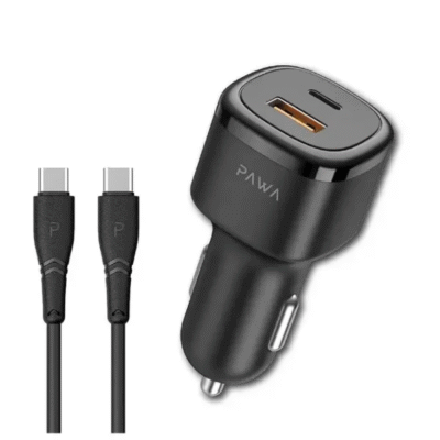 شارژر فندکی خودرو 48W پاوا Pawa مدل PW-CC48QCT به همراه کابل تایپ C