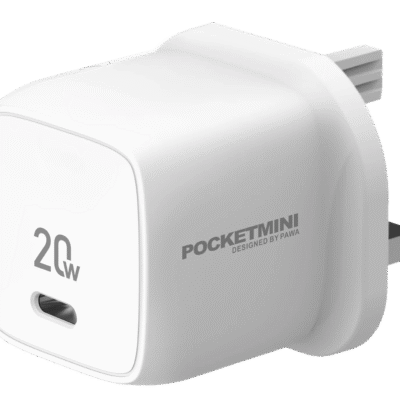 شارژر دیواری POCKETMINI TRAVEL CHARGER with Type-C Port PD20W – UK Standard از برند پاوا Pawa