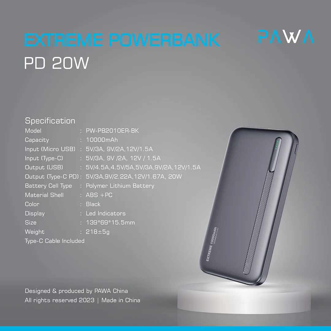 پاوربانک پاوا مدل Extreme PD20W ظرفیت 10000 میلی آمپر ساعت (5)