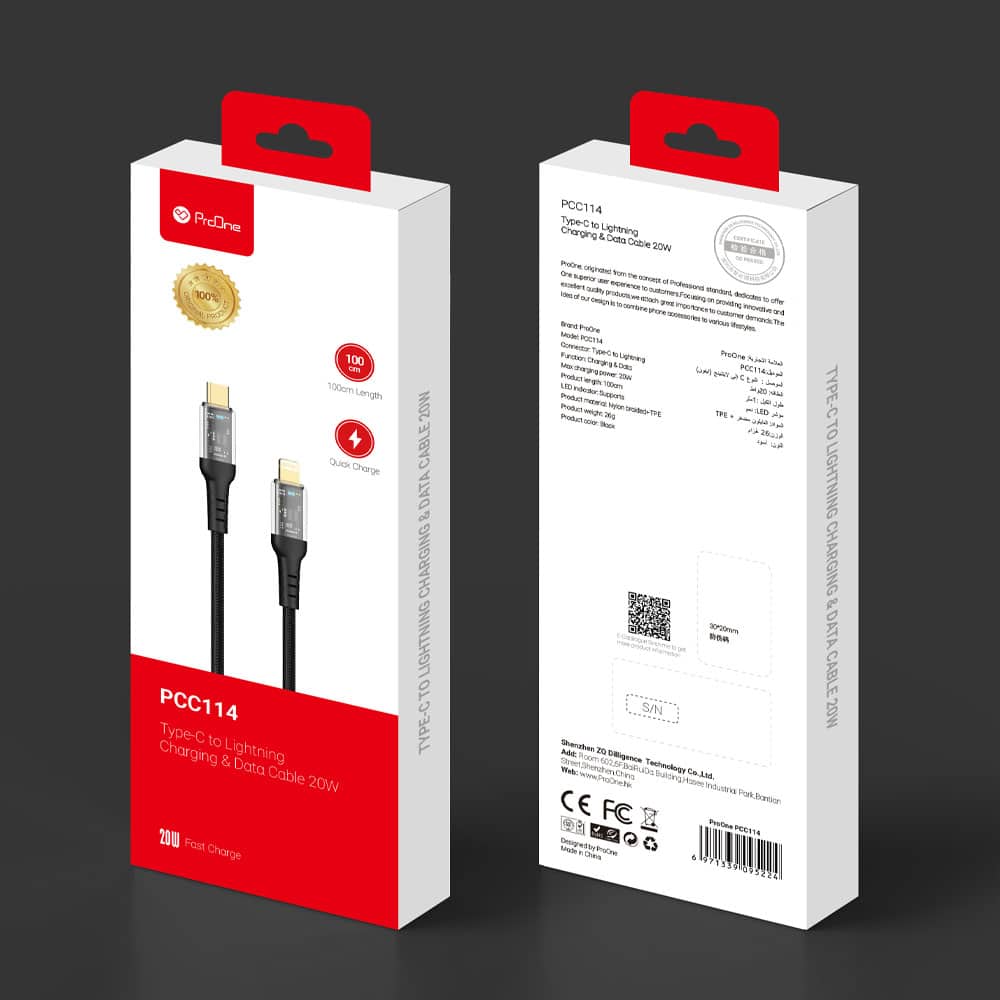 کابل تبدیل USB-C به Lightning پرووان مدل PCC114 طول 1 متر (2)