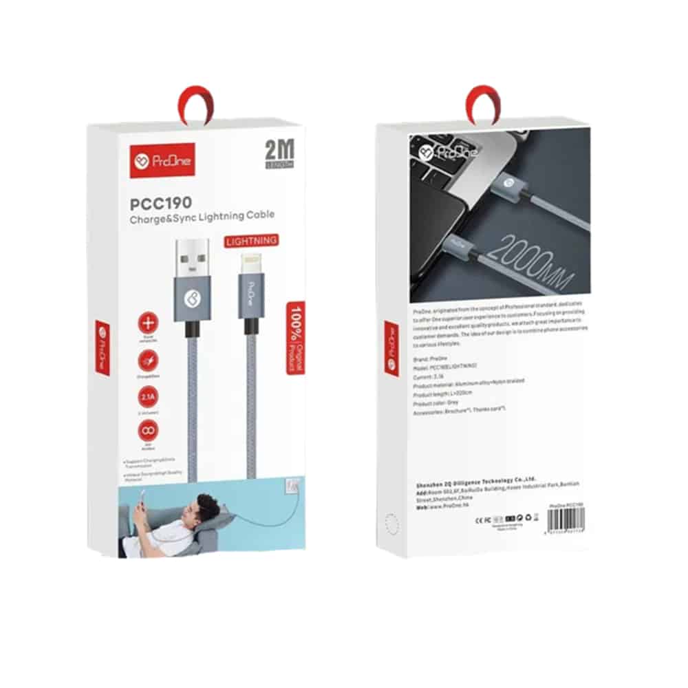 کابل تبدیل USB به لایتنینگ پرووان مدل PCC190 طول 2 متر (1)