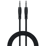 کابل صوتی AUX نایلونی بافته شده 3.5 میلی‌متری پاوا Pawa مدل PW-12BDAUX-BK طول 1.2 متر