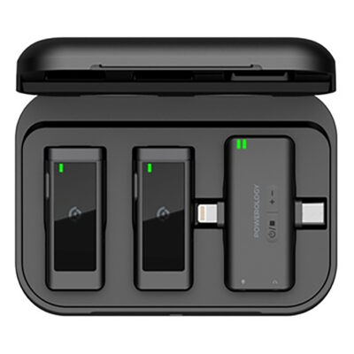 میکروفون بی سیم دو مخاطبه تایپ سی و لایتنینگ پاورولوژی Powerology PWMIC2BK MFI Dual Connector Wireless