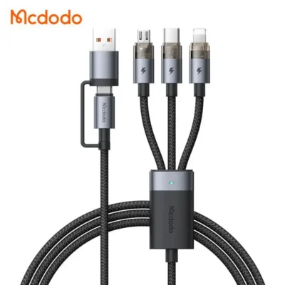 کابل شارژ 2 به 3 چندکاره میکرو+لایتنینگ+تایپ سی 100 وات مک دودو مدل MCDODO CA-7260