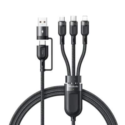کابل شارژ و انتقال داده 2 به 3 کاره میکرو Usb+لایتنینگ+تایپ سی مک دودو 100 وات مدل MCDODO CA-8800