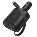 شارژر فندکی 70 وات با کابل متصل تایپ سی پاورولوژی Powerology Type-C Retractable Car Charger 70W PCCSR018