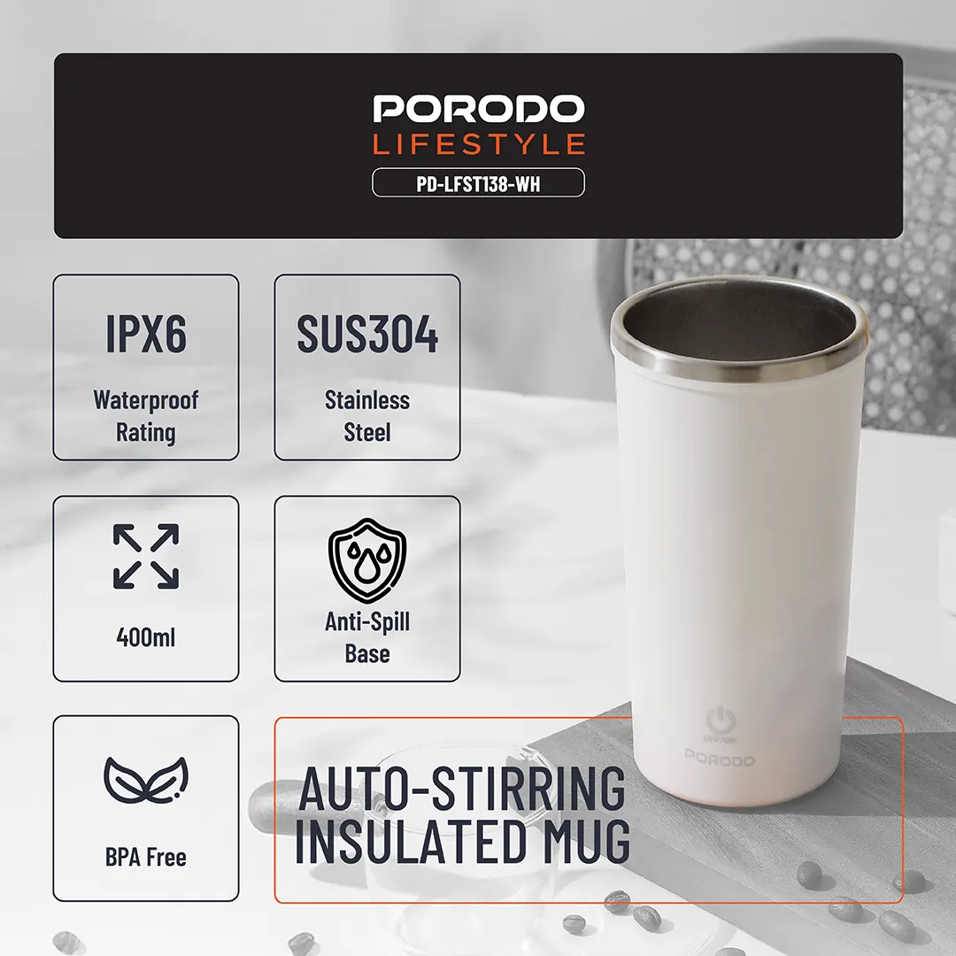 Porodo Lifestyle Auto-Stirring Insulated Mug