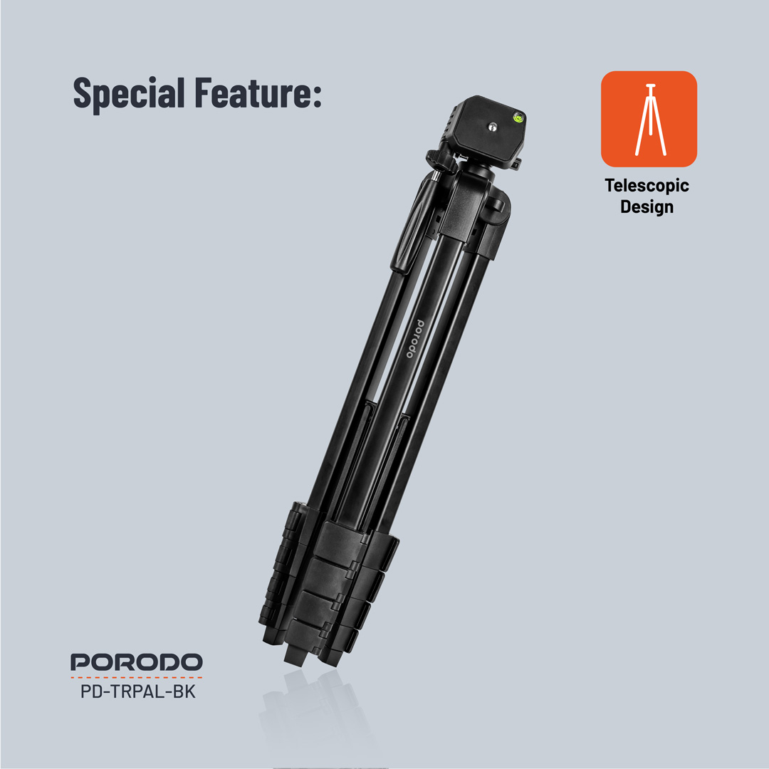 Porodo Professional Gimbal Tripod - Black (2)