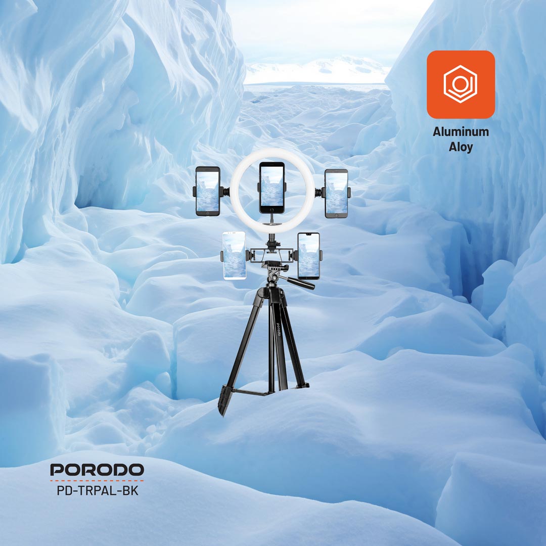 Porodo Professional Gimbal Tripod - Black