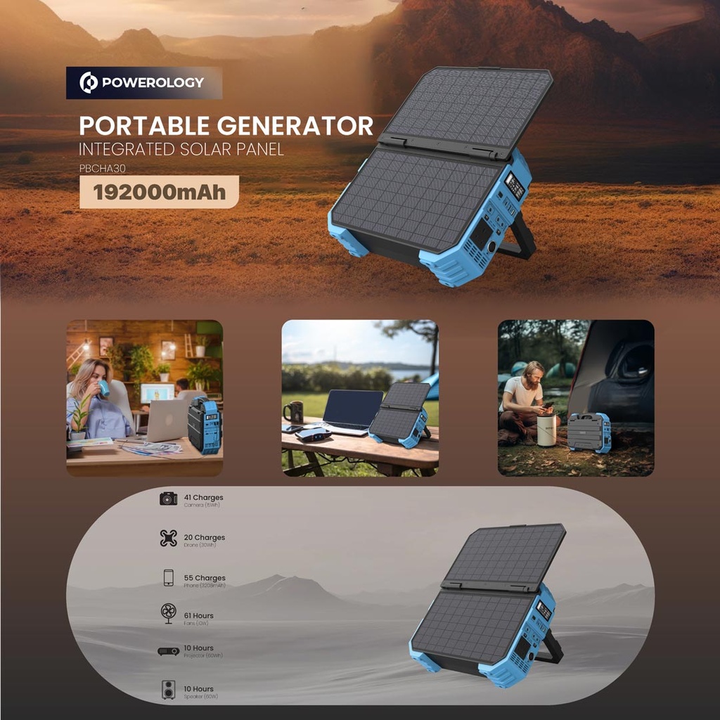 Powerology 600W Portable Power Generator Integrated Solar Panel (2)