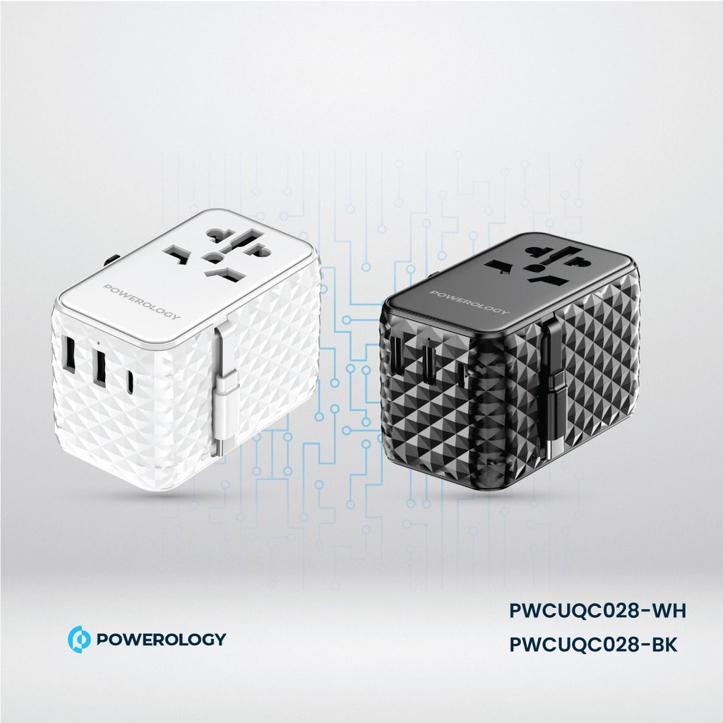 Powerology GaN Universal Charger Retractable Type-C Cable