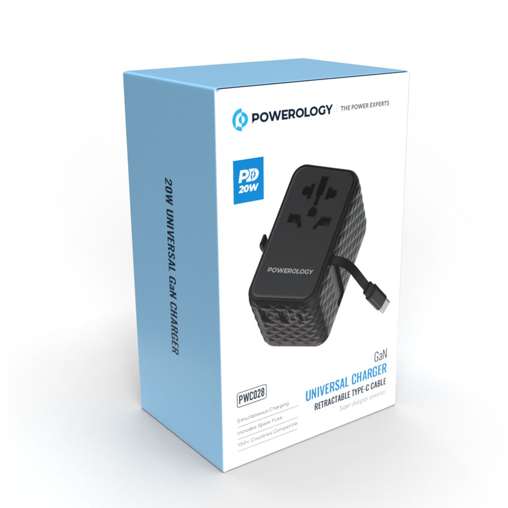 Powerology GaN Universal Charger Retractable Type-C Cable (4)