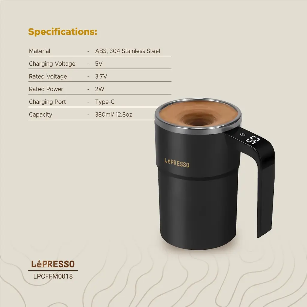 LePresso Stirmagic Auto Stirring Mug - Black (3)