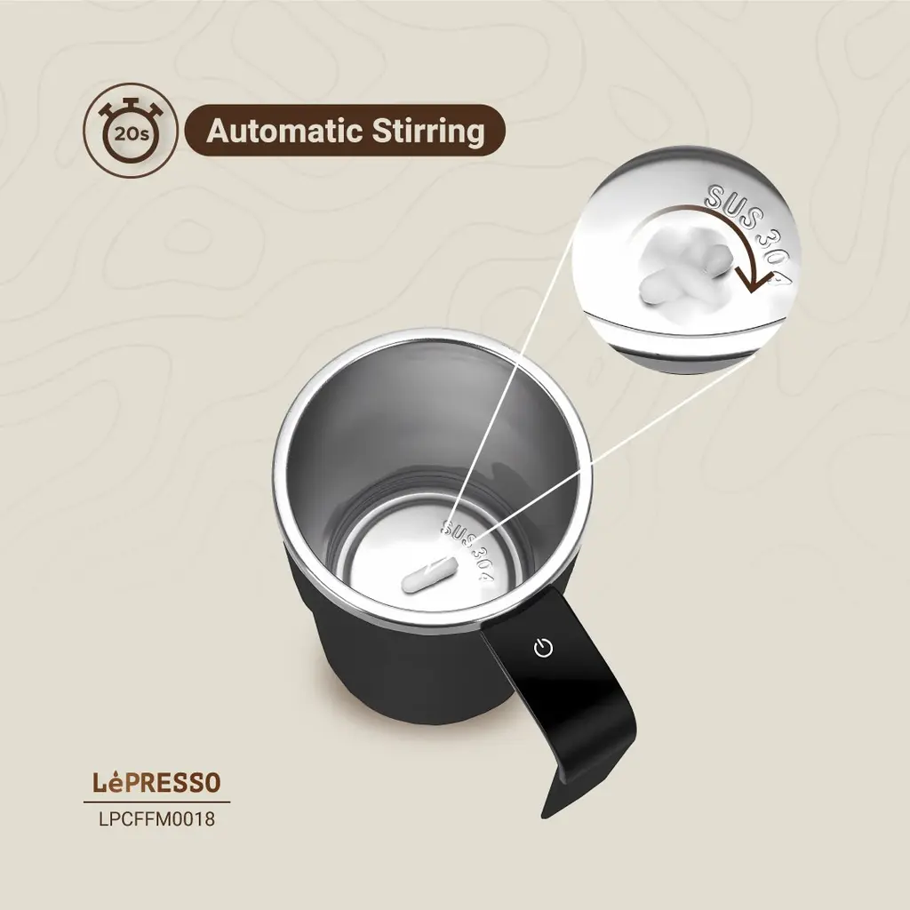 LePresso Stirmagic Auto Stirring Mug - Black (7)