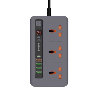 چندراهی مولتی پورت با کابل 2 متری پرودو مدل Porodo Multi-Port Power HUB 5 USB-A/USB-C Ultimate Home & Office Kit 2M