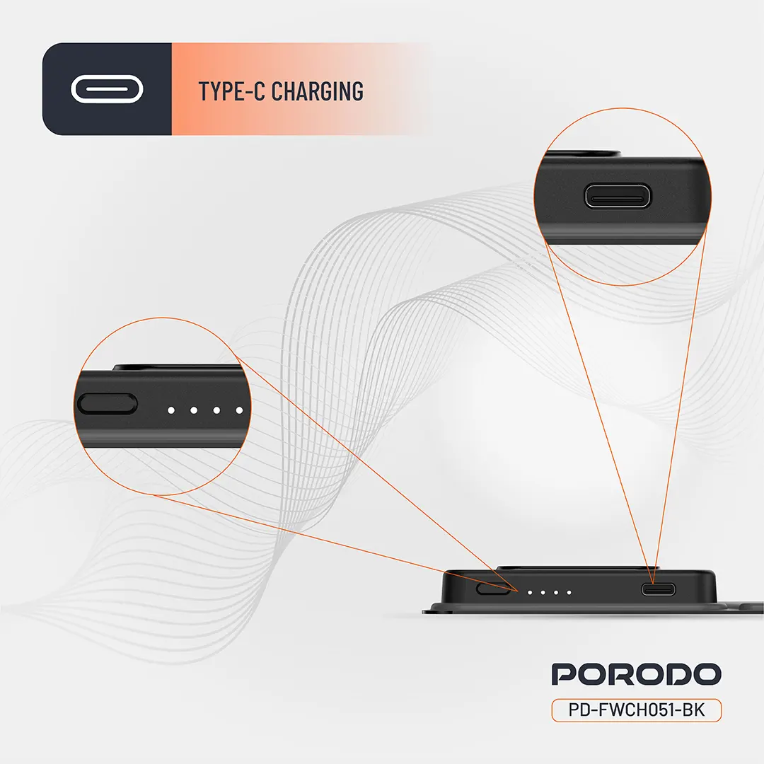 Porodo 8000mAh Folding 4-Device Charger - Black (2)