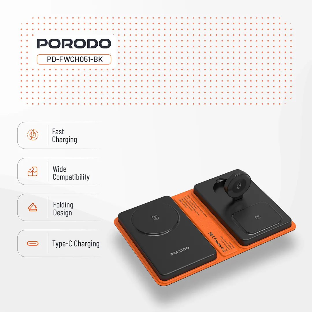 Porodo 8000mAh Folding 4-Device Charger - Black (4)