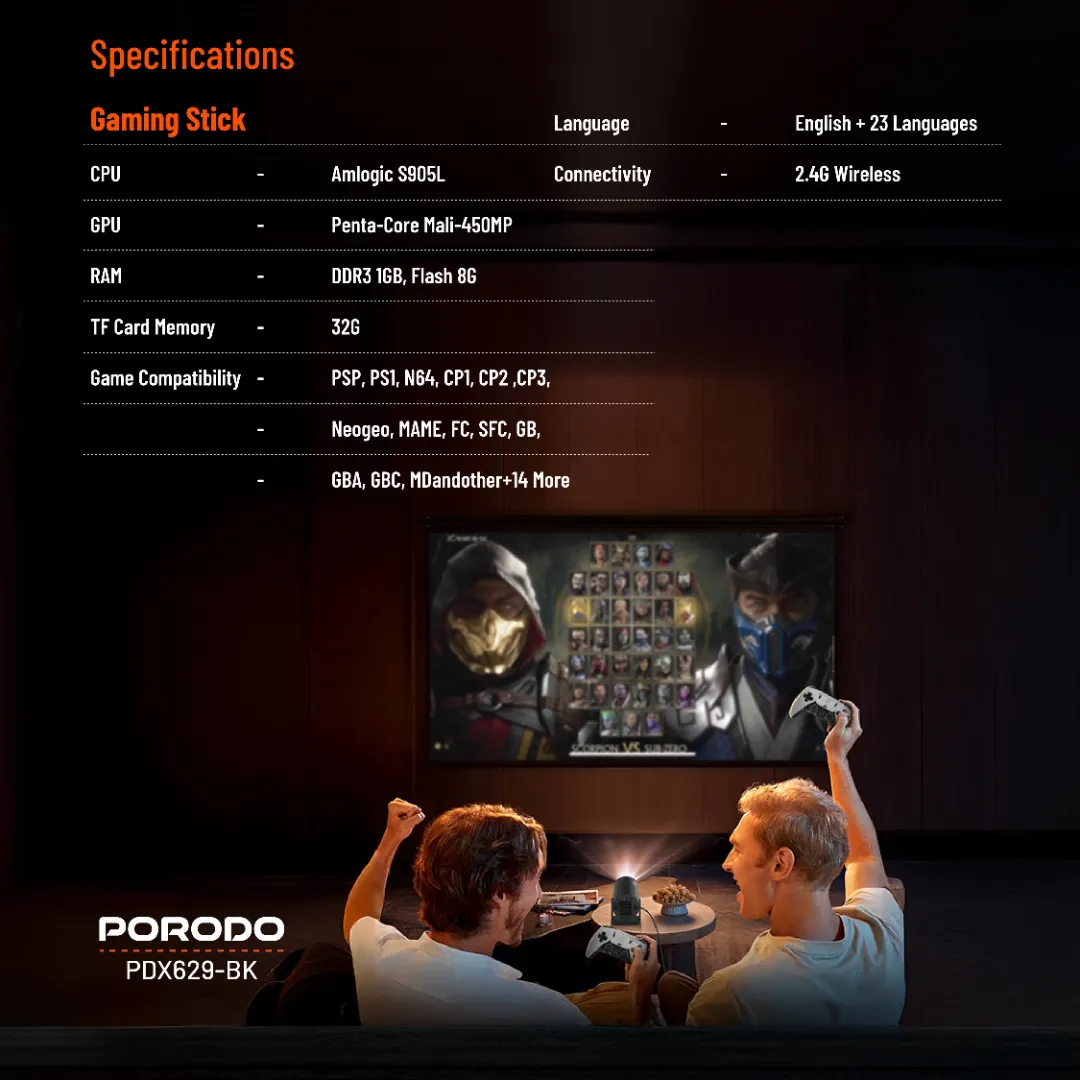 Porodo Gaming Projector with Controllers - Black (2)