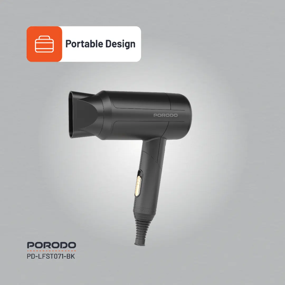Porodo Lifestyle 1200W Foldable Hair Dryer 1.8M Cable - Black (4)