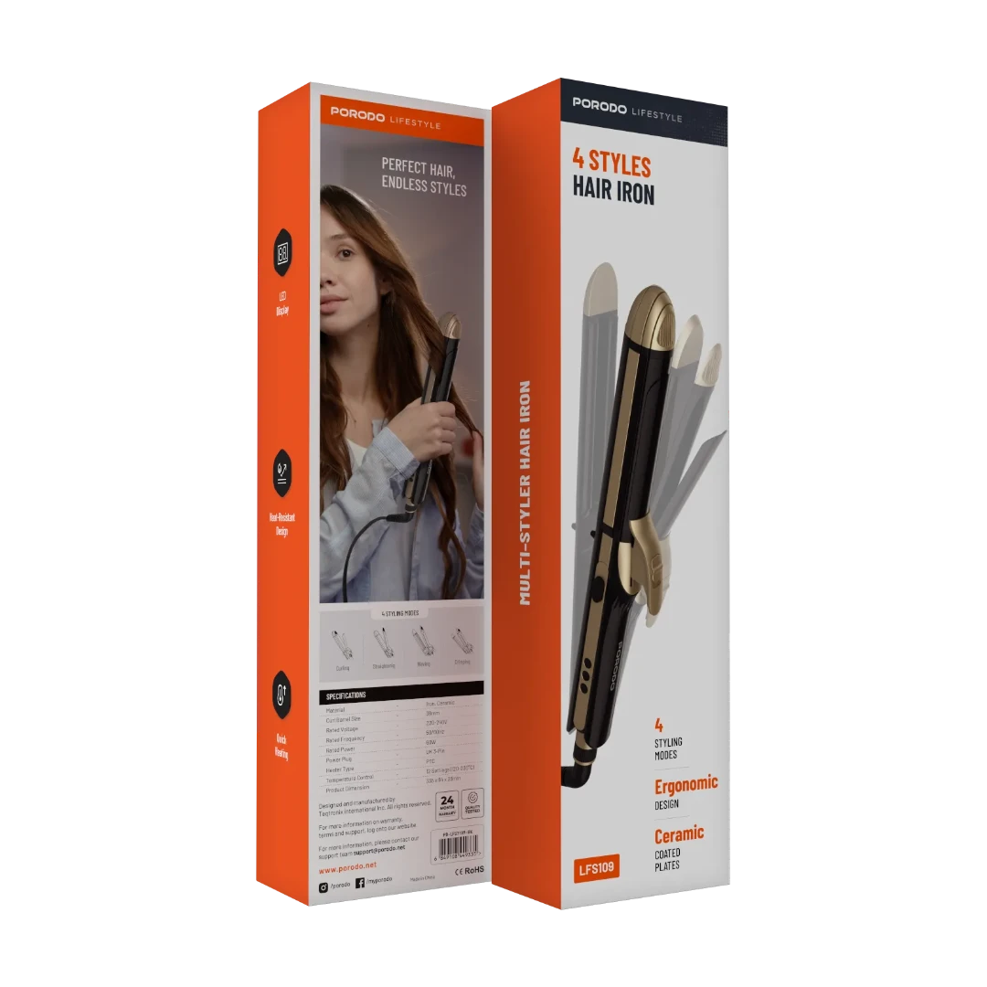 Porodo Lifestyle 4 Style Hair Iron - Black (5)