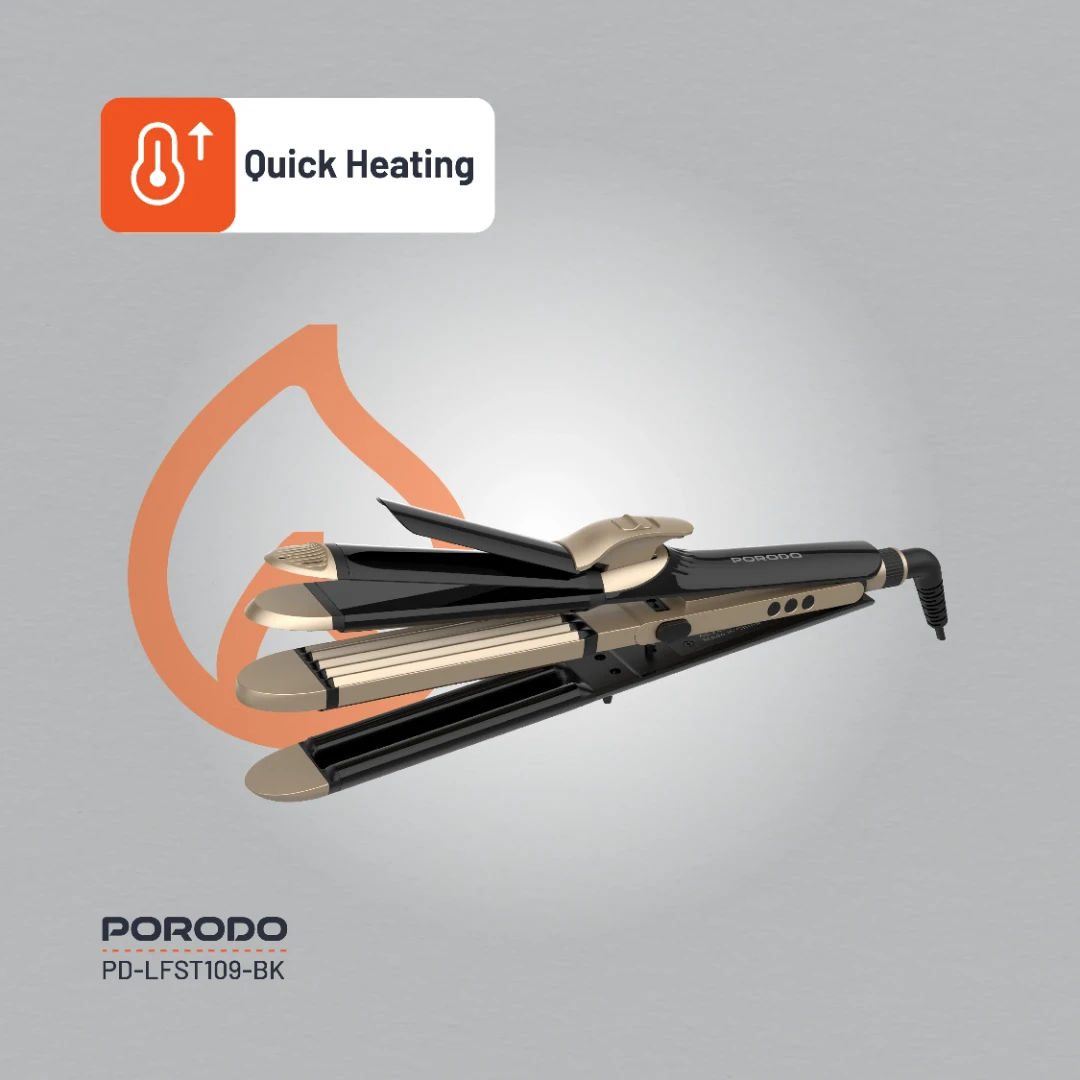 Porodo Lifestyle 4 Style Hair Iron - Black