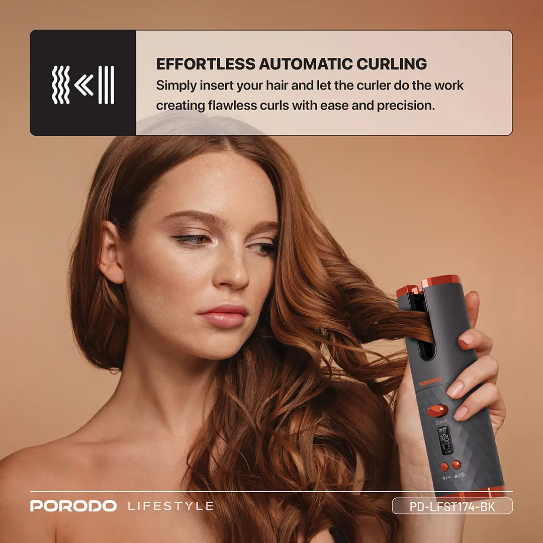 Porodo Lifestyle Automatic Hair Curler - Black (2)