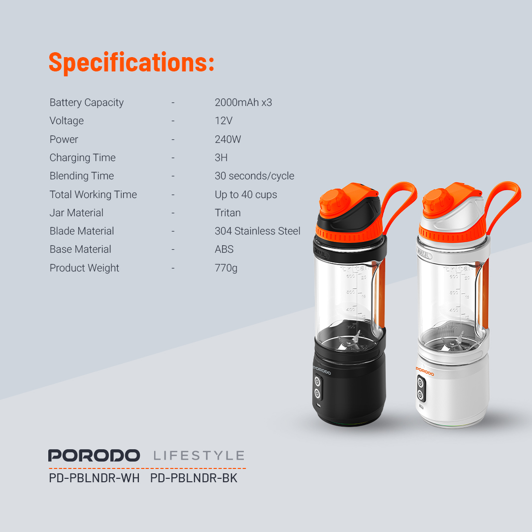 Porodo Lifestyle Dual Spin Clockwise & Reverse Portable Blender (4)
