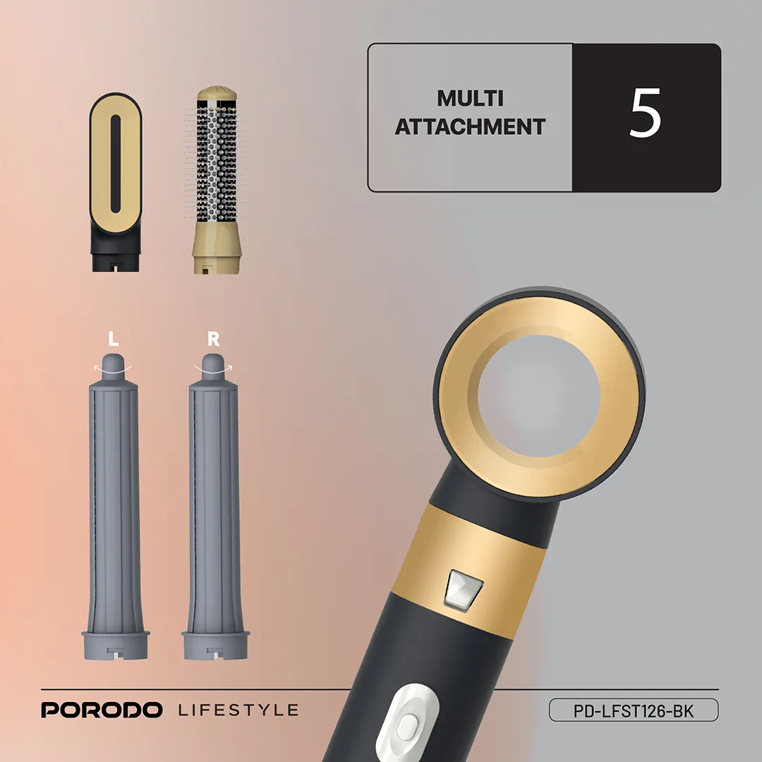 Porodo Lifestyle Multi-Styling Hair Dryer Set - Black (1)