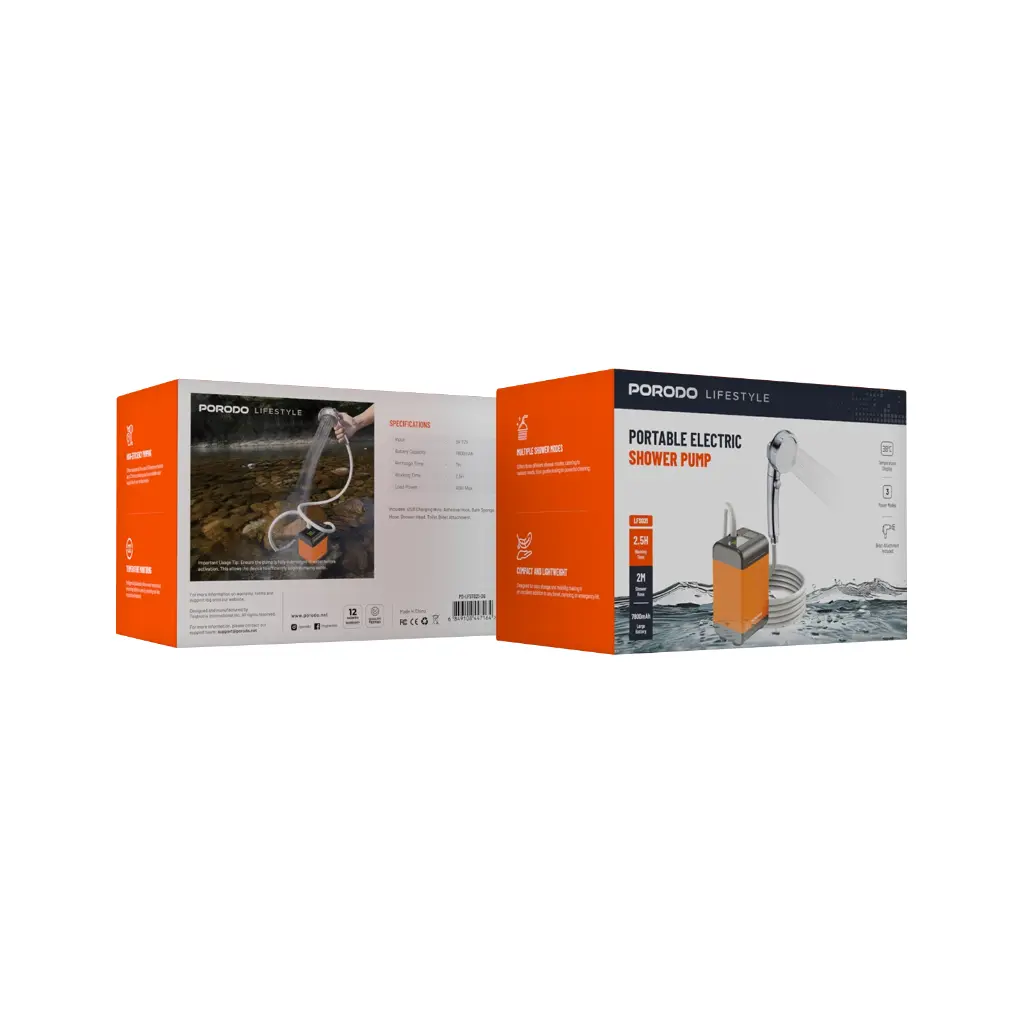Porodo Lifestyle Portable Electric Shower Pump - Orange (2)
