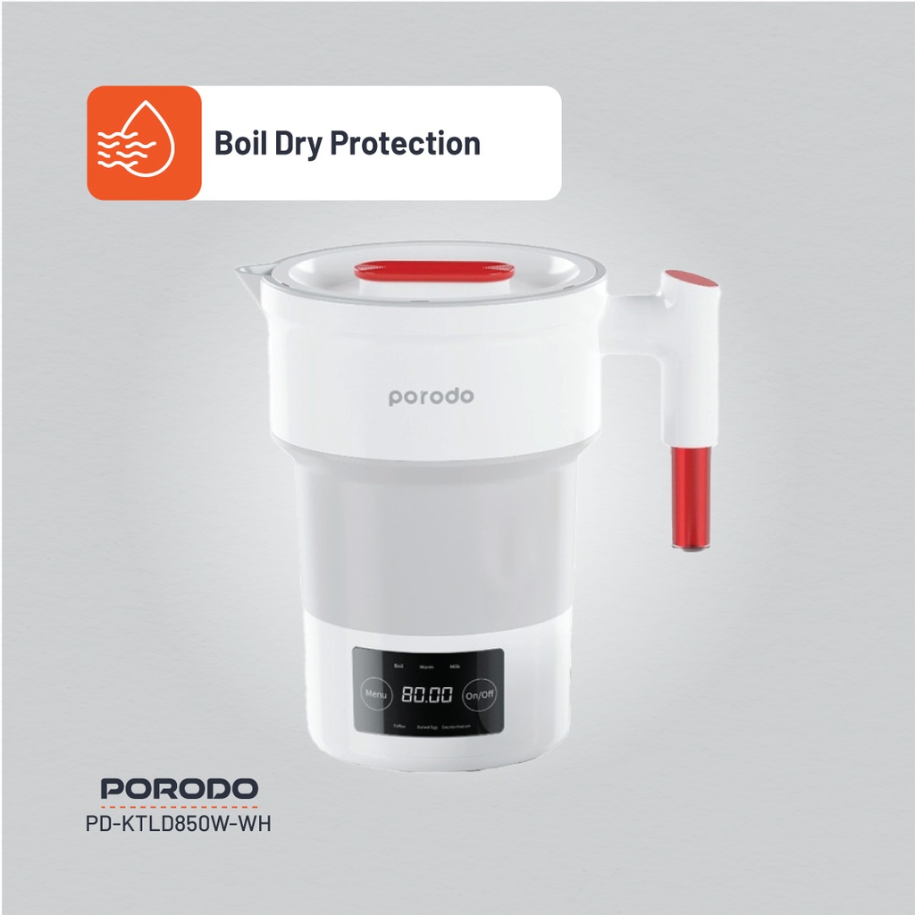 Porodo Lifestyle Portable Folding Electric Kettle - White (4)