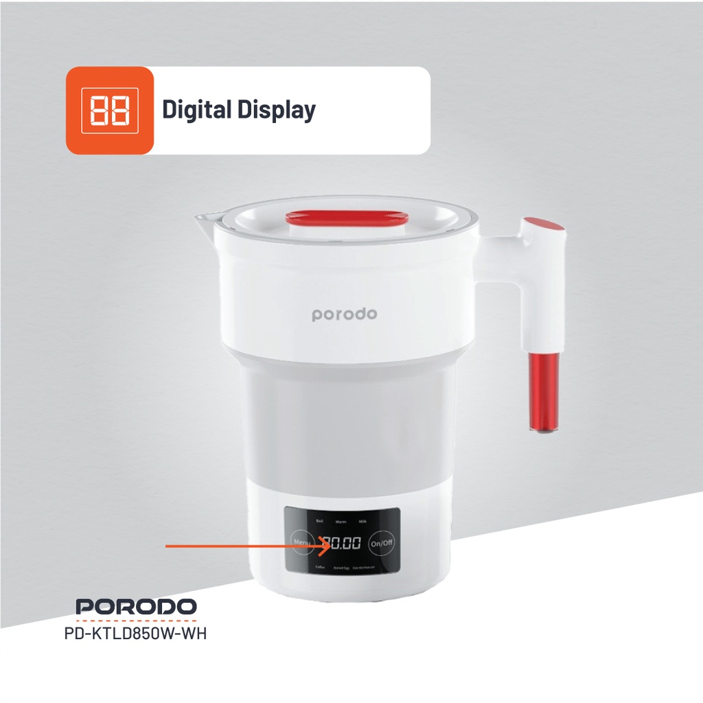 Porodo Lifestyle Portable Folding Electric Kettle - White (7)