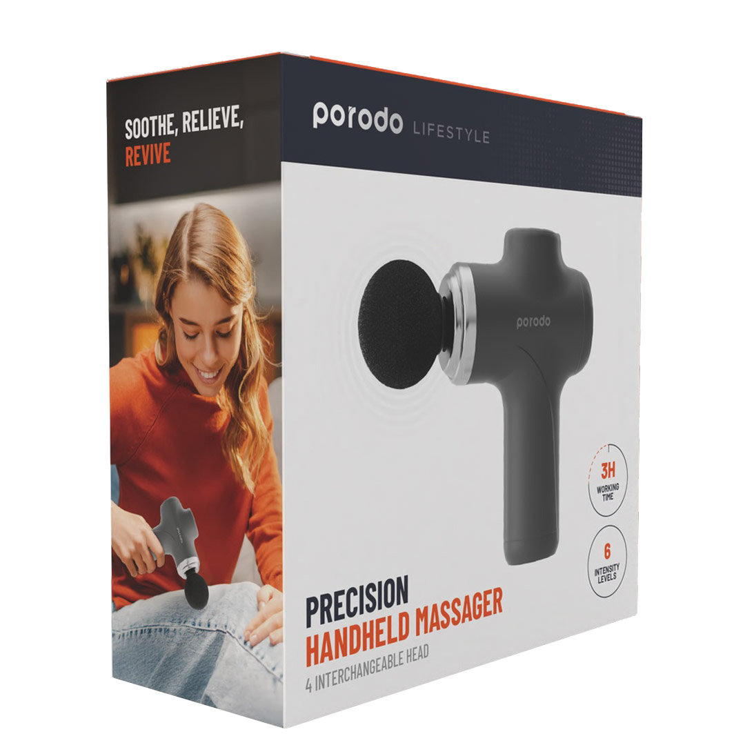 Porodo Lifestyle Precision Handheld Massager 4 Interchangeable Head