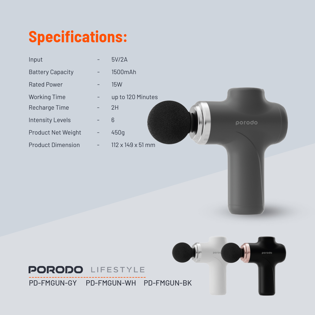 Porodo Lifestyle Precision Handheld Massager with 4 Interchangeable Head (4)