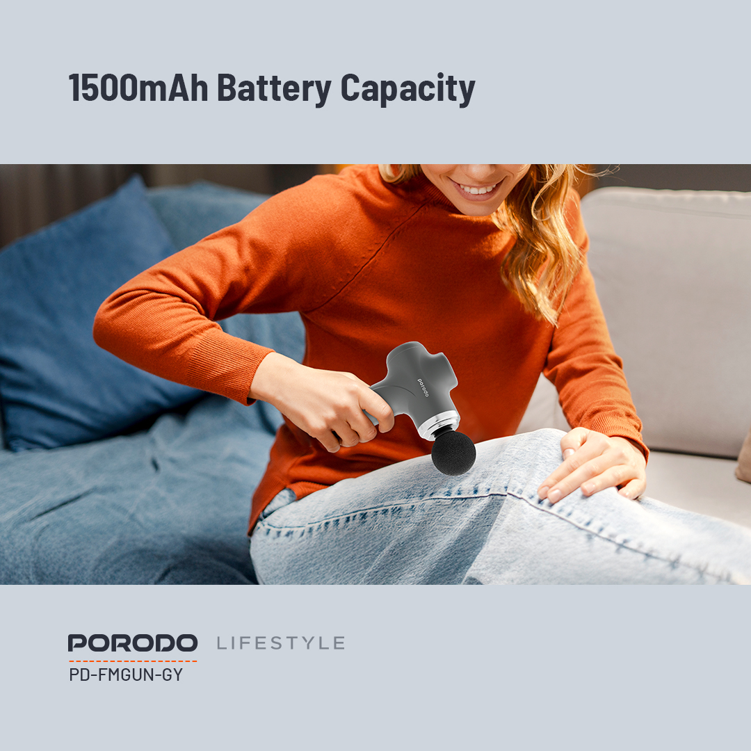 Porodo Lifestyle Precision Handheld Massager with 4 Interchangeable Head