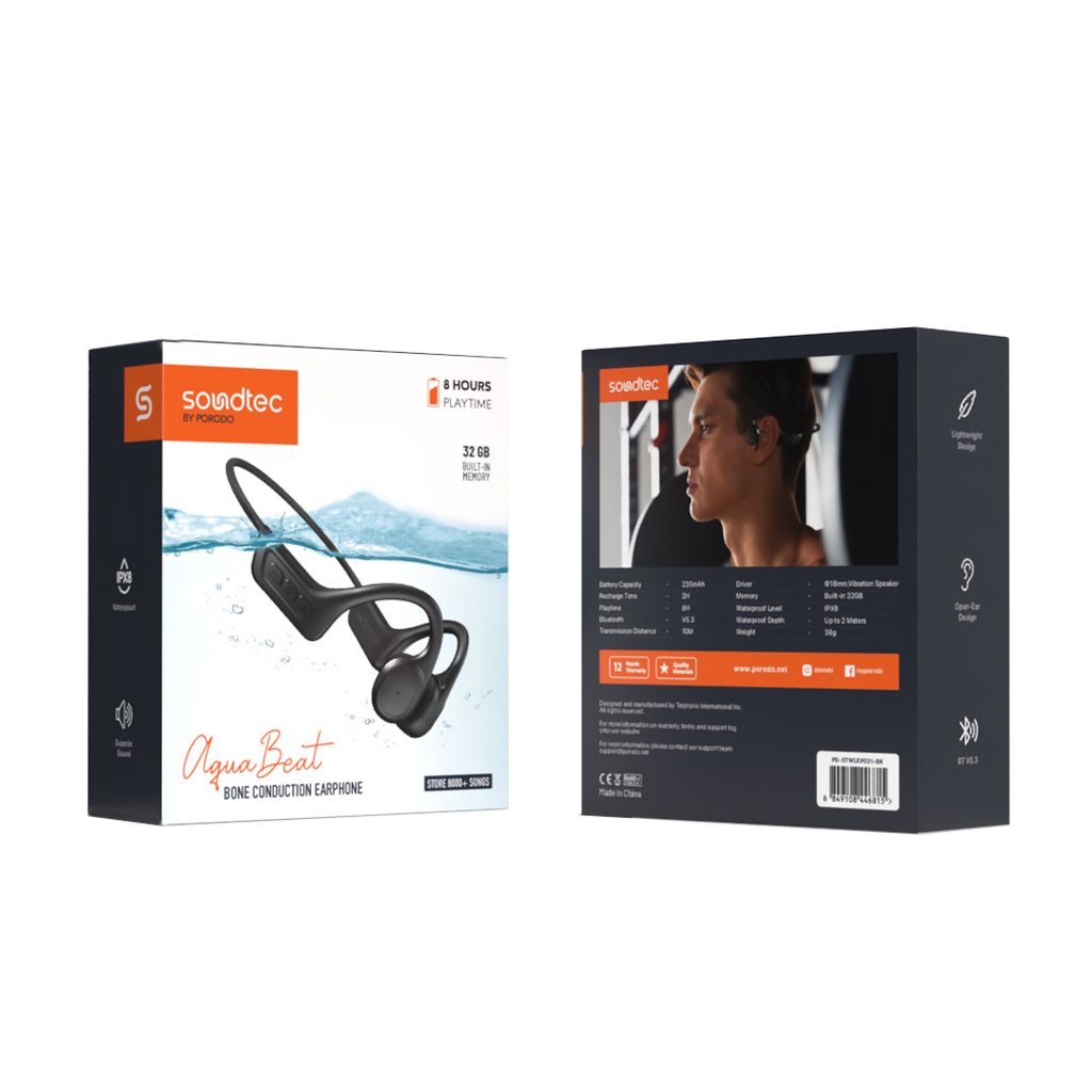 Porodo Soundtec Aqua Beat Bone Conduction Earphone - Black (2)