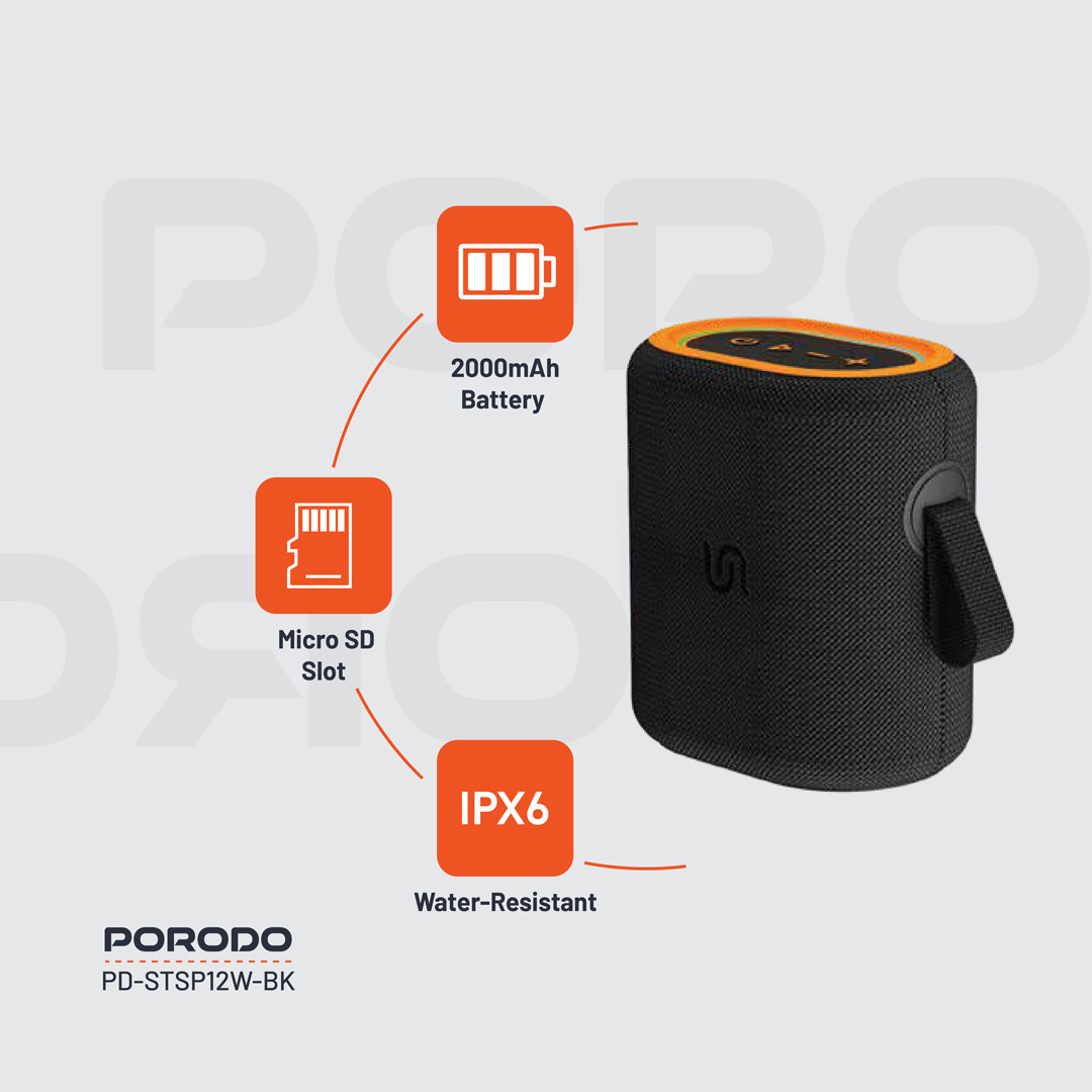 Porodo Soundtec Rave Portable Speaker - Black (5)