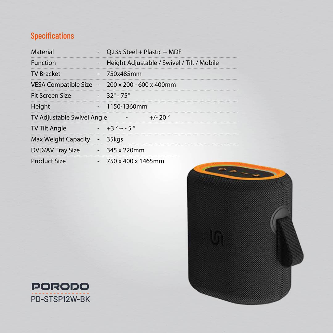 Porodo Soundtec Rave Portable Speaker - Black (6)