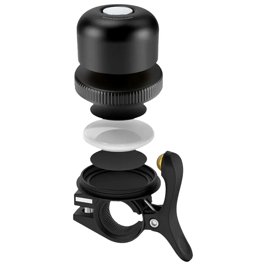 Powerology Bicycle & Scooter Bell With Airtag Mount - Black