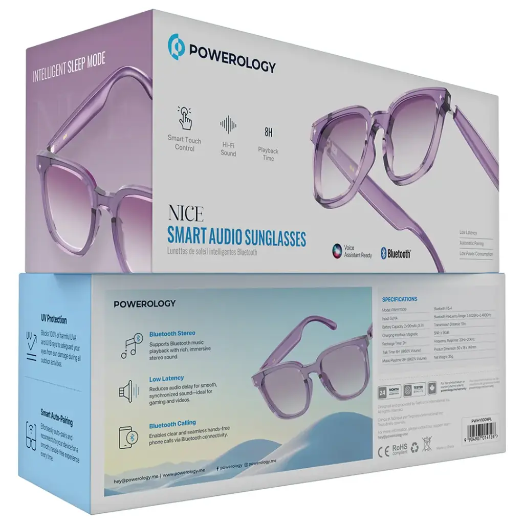 Powerology Nice Smart Audio Sunglasses - Purple (1)