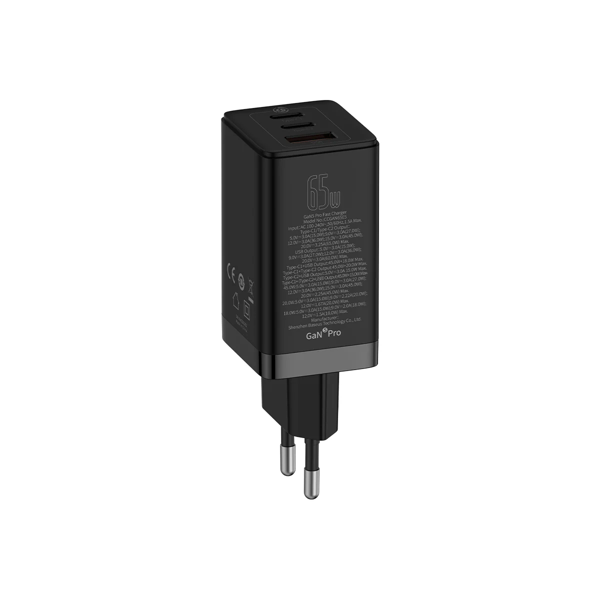آداپتور شارژ دیواری 3 پورت 65 وات بیسوس Baseus GaN 5 Pro Charger 65W CCGP120201 (6)