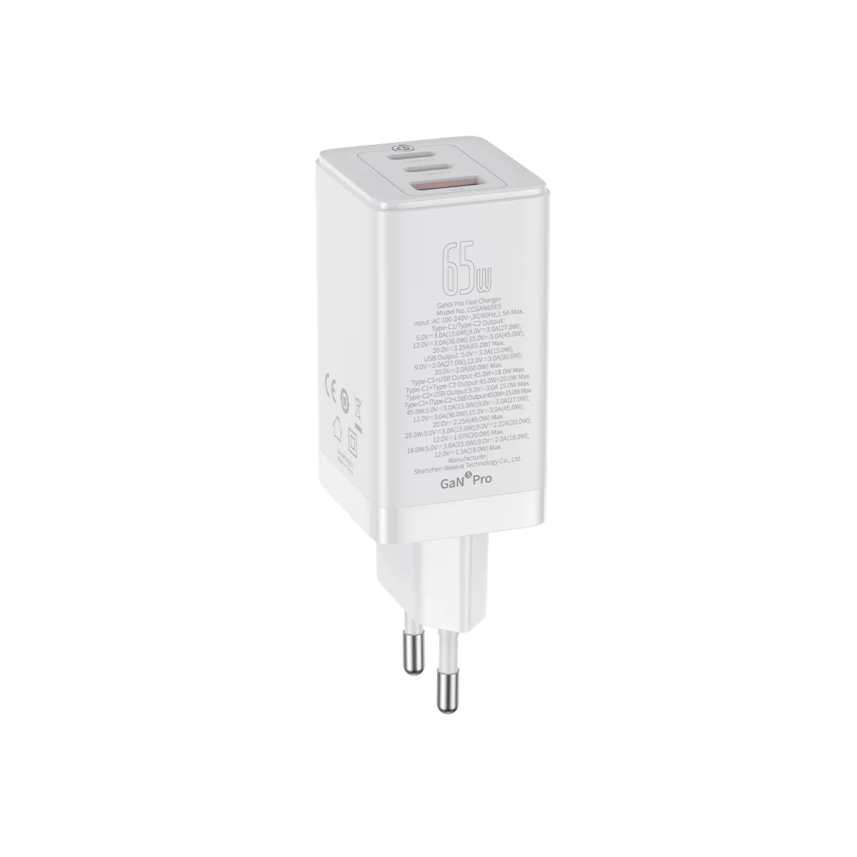 آداپتور شارژ دیواری 3 پورت 65 وات بیسوس Baseus GaN 5 Pro Charger 65W CCGP120201 (7)