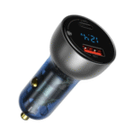 شارژر فندکی ۶۵ وات بیسوس Baseus مدل TZCCKX-0G با نمایشگر دیجیتال و دو پورت