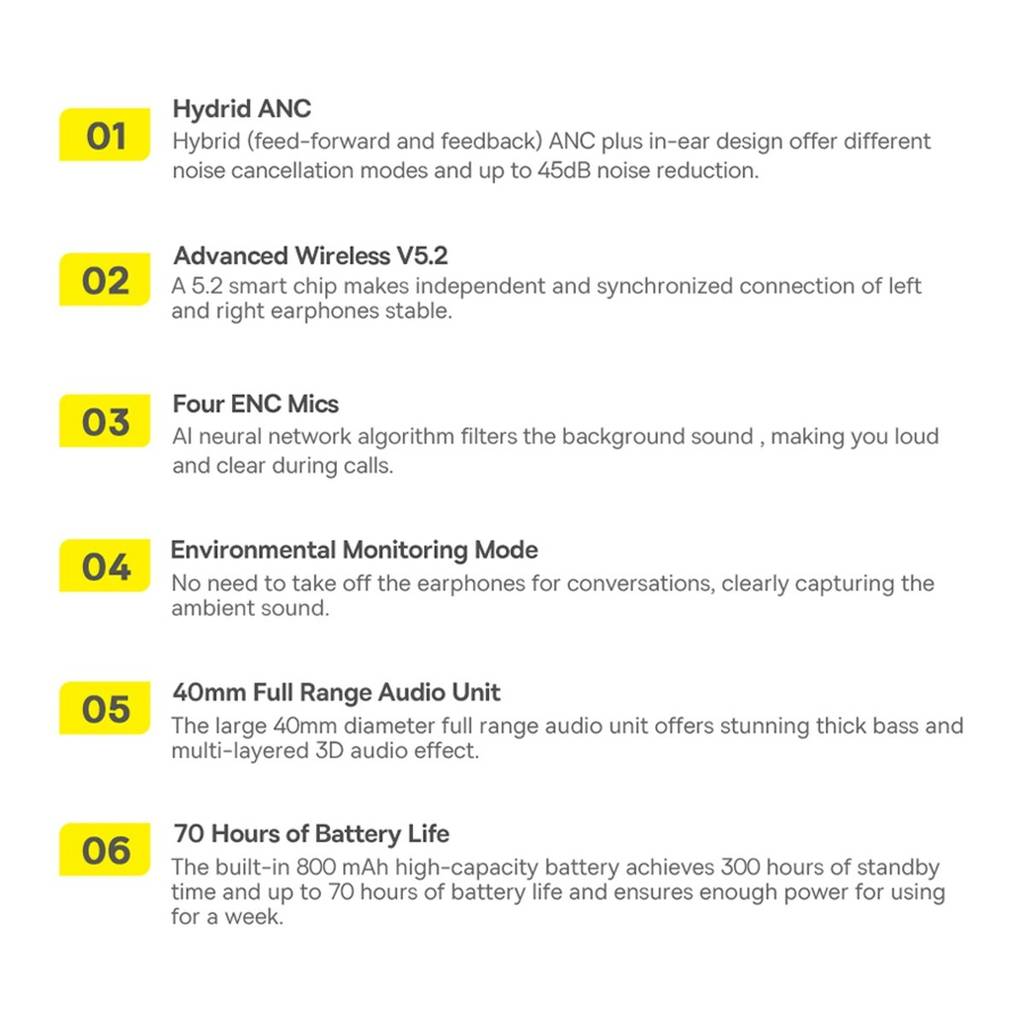 هدفون بلوتوث بیسوس Baseus Bowie H1 NGTW230002 با 70 ساعت شارژدهی و ANC (21)