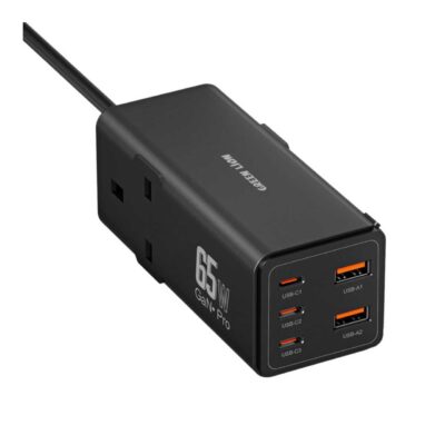 هاب شارژر 65 وات گرین لاین مدل Green Lion GN7N1G65PST 7 In 1 GaN 65W Power Strip