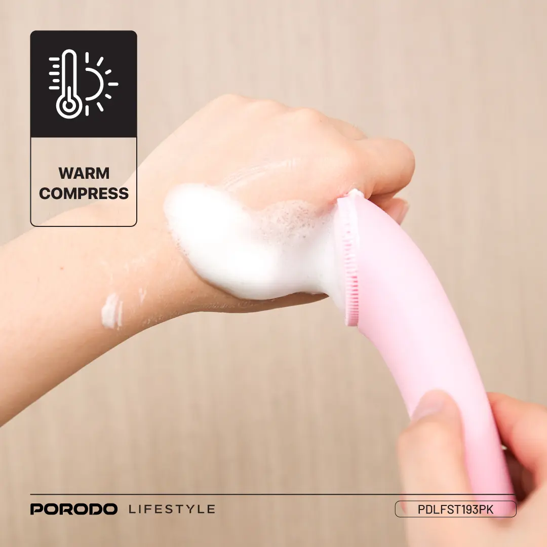 Porodo Lifestyle Sonic Vibration Facial Cleansing Brush - Pink (2)