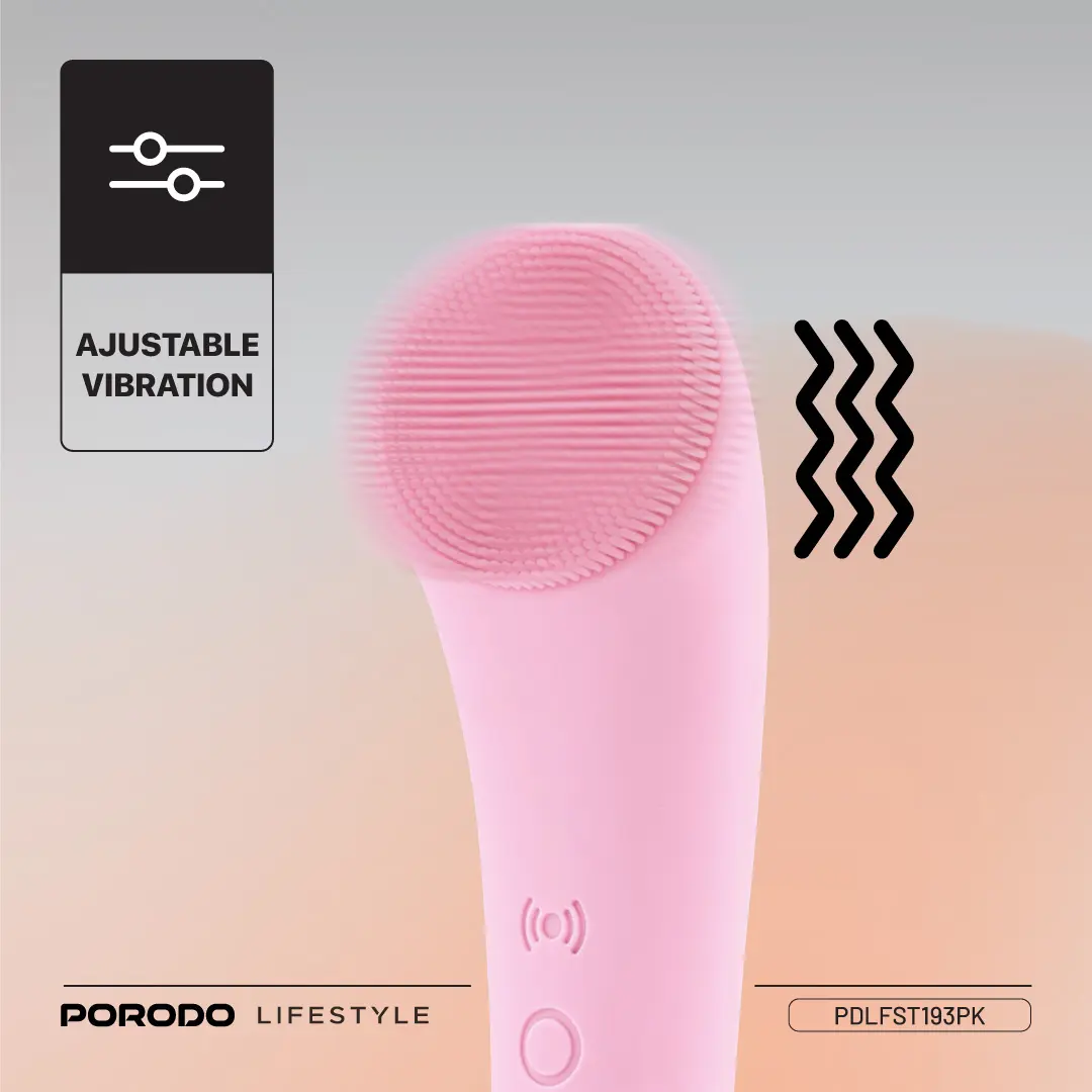 Porodo Lifestyle Sonic Vibration Facial Cleansing Brush - Pink (3)