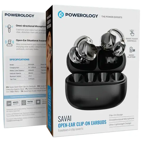 Powerology Savai Open-Ear Clip-On Earbuds - BK
