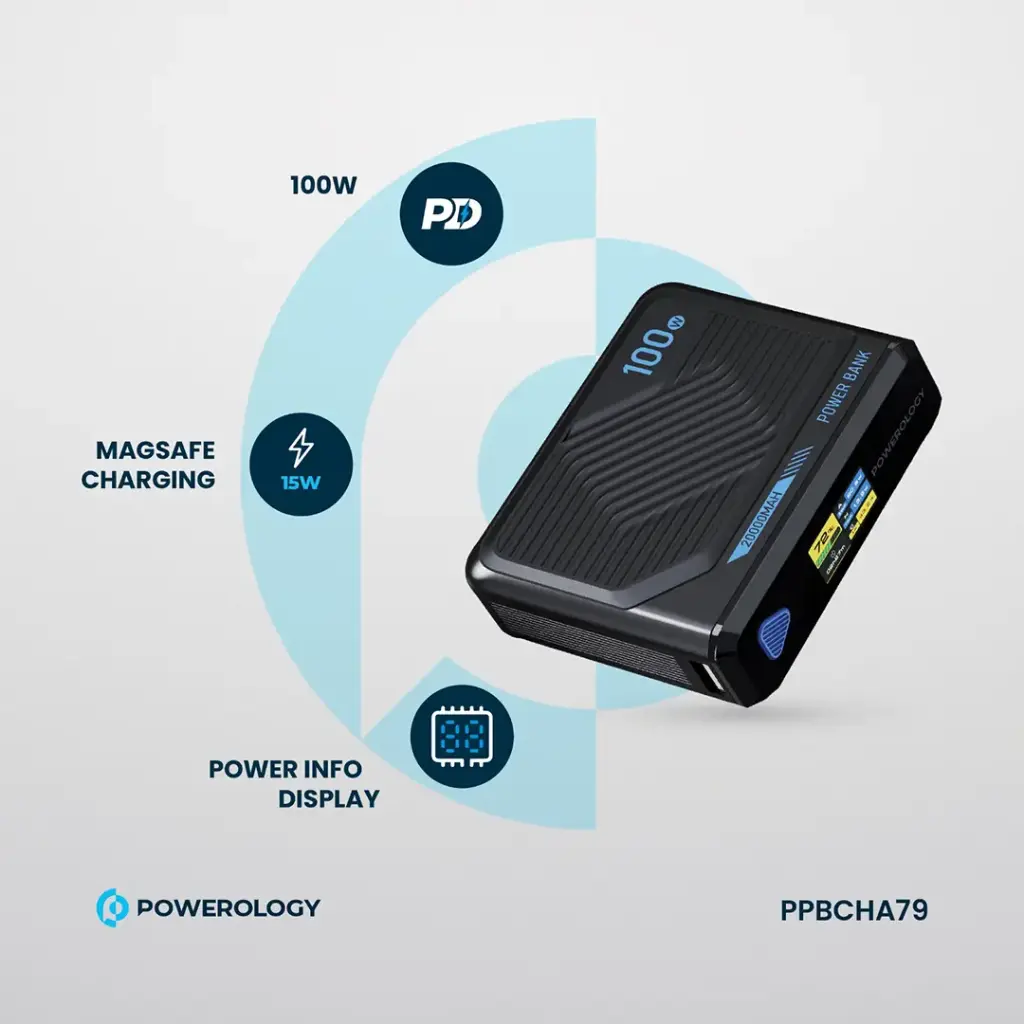 Powerology Ultra Mini 20000mAh Power Bank - Black
