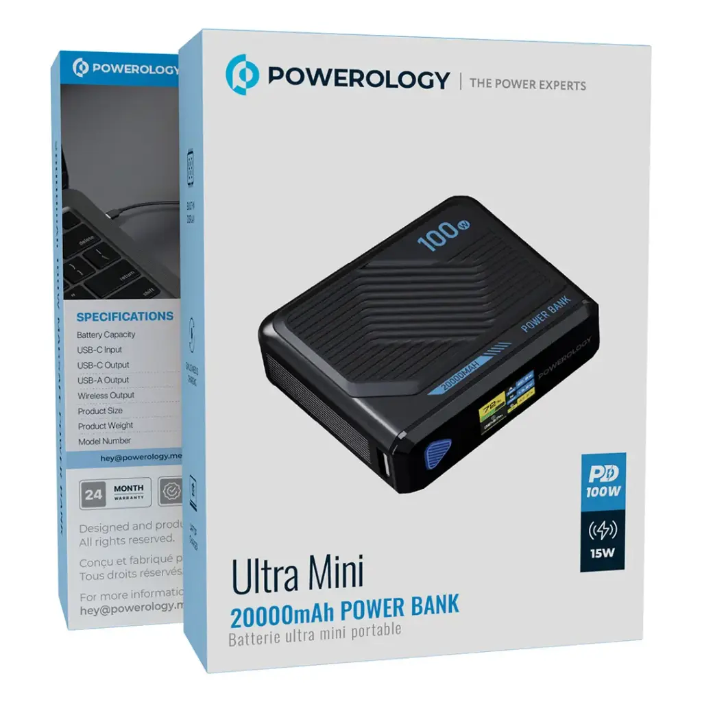Powerology Ultra Mini 20000mAh Power Bank - Blackwebp