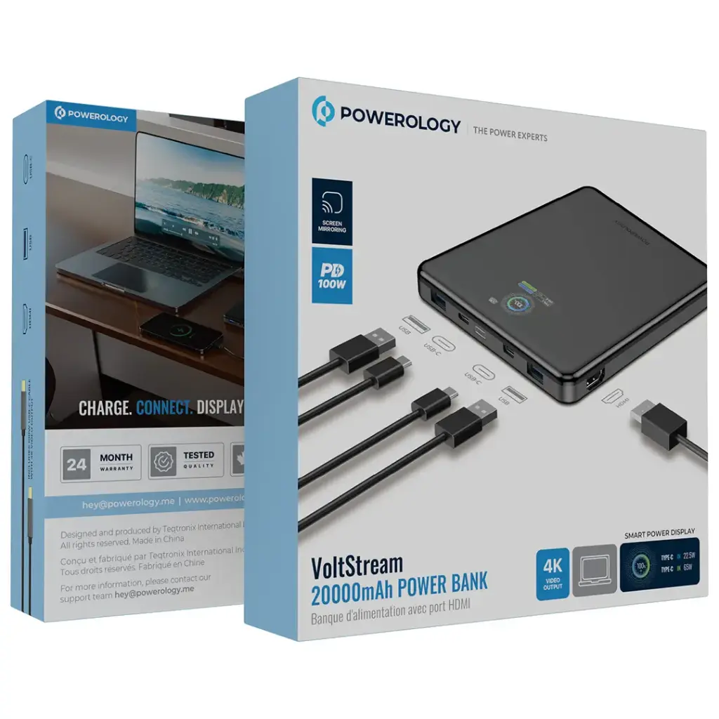 Powerology VoltStream 20000mAh Power Bank - Black